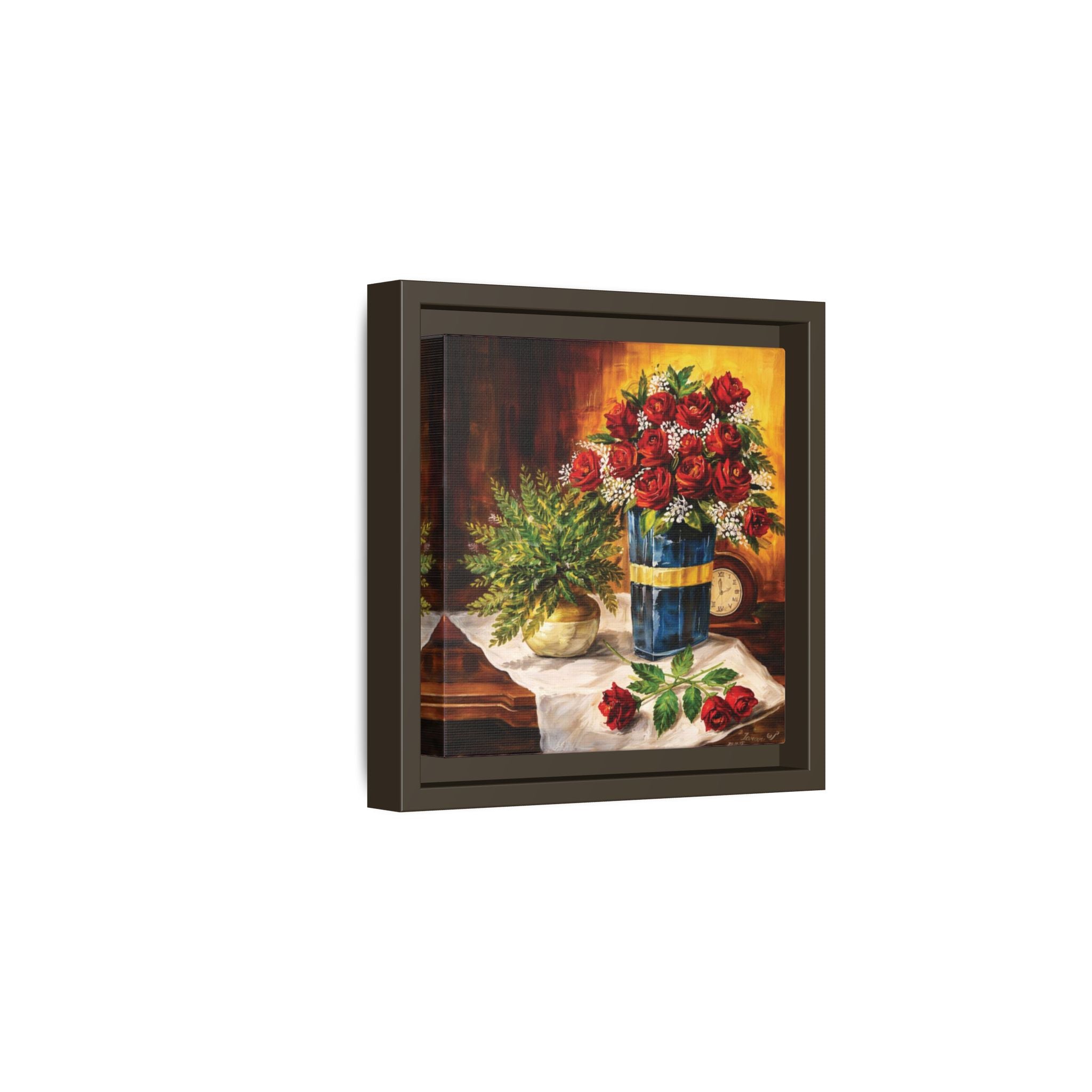 Red Rose Bouquet Painting Matte Canvas Framed | Floral Wall Art