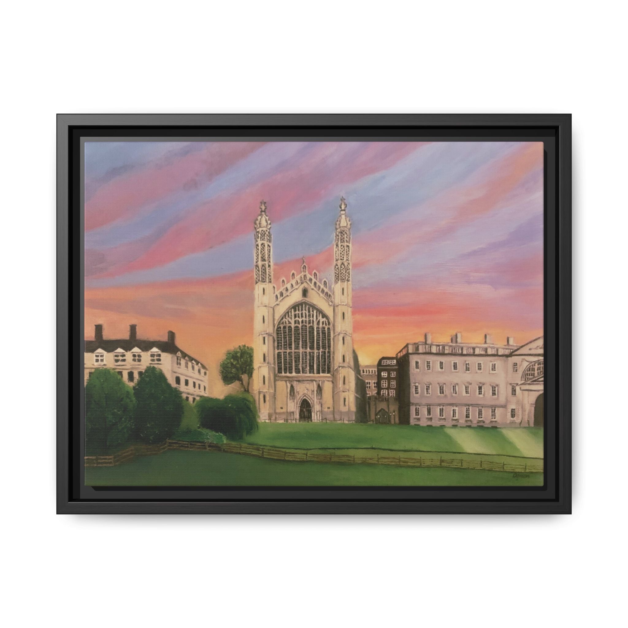 King's College Chapel Cambridge oil painting print Matte Canvas Framed