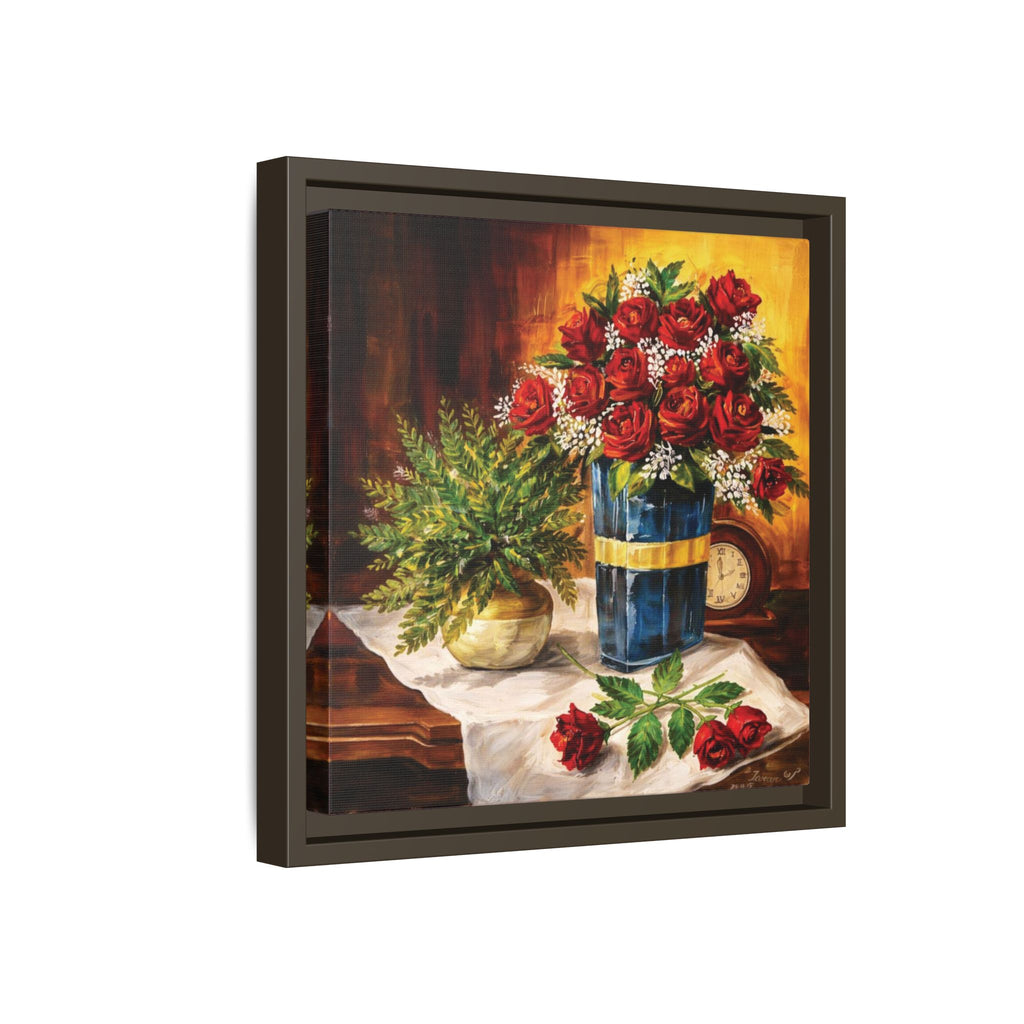Red Rose Bouquet Painting Matte Canvas Framed | Floral Wall Art