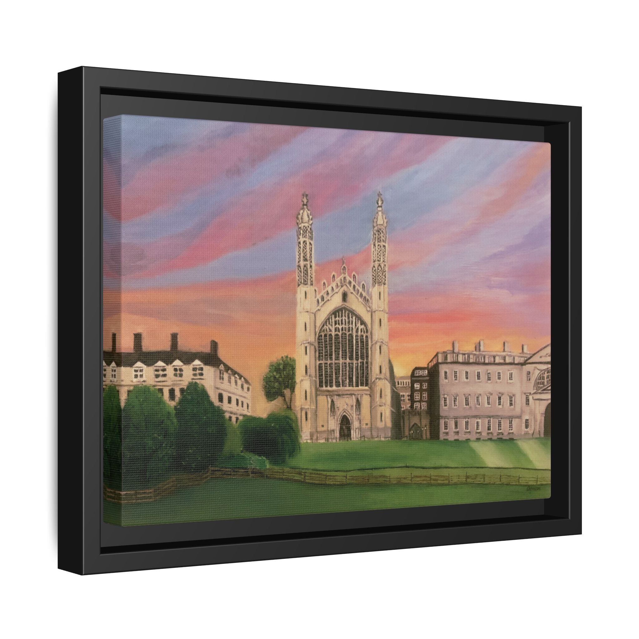King's College Chapel Cambridge oil painting print Matte Canvas Framed