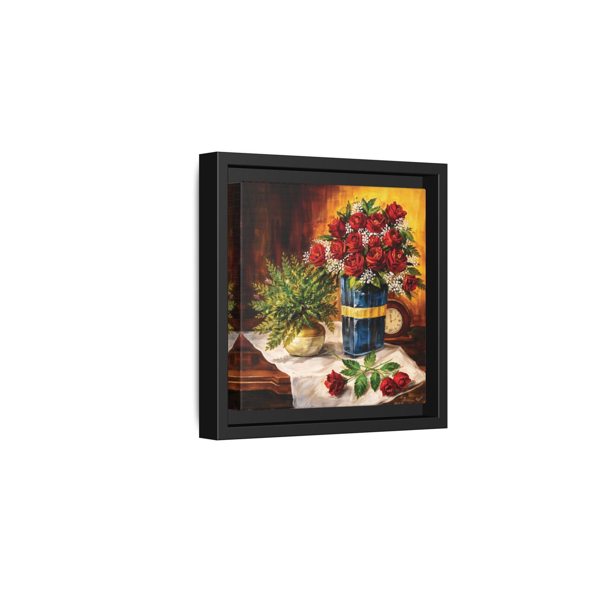 Red Rose Bouquet Painting Matte Canvas Framed | Floral Wall Art