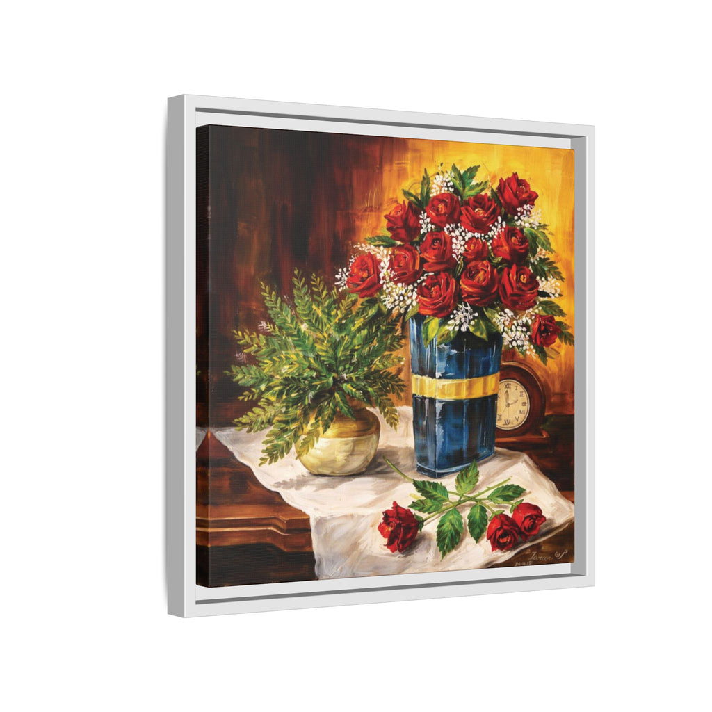 Red Rose Bouquet Painting Matte Canvas Framed | Floral Wall Art