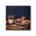 Strawberry Jam Scones Ceramic Coaster | Vintage Breakfast Still Life