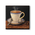 Steaming Teacup Ceramic Coaster | Vintage Tea Cup Illustration