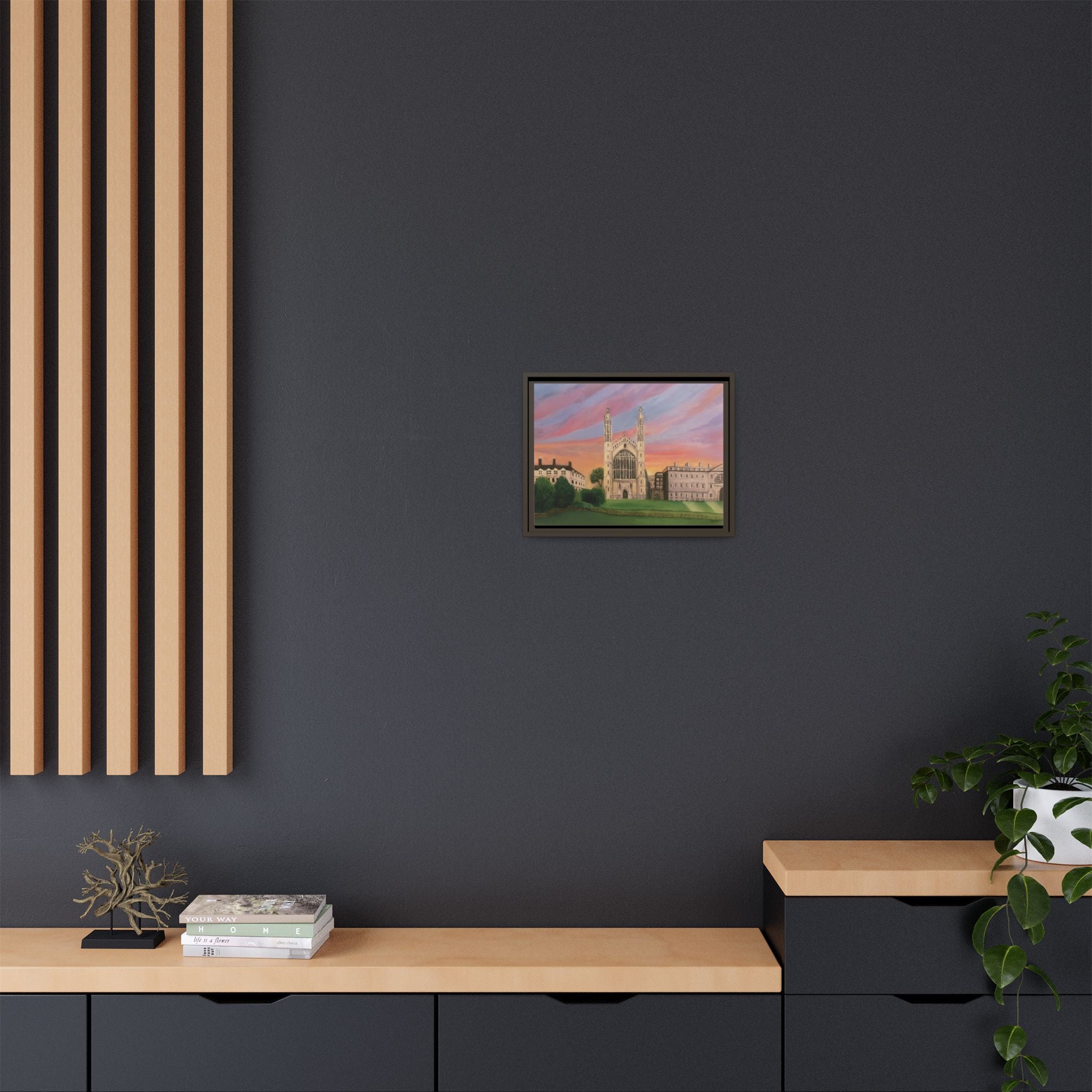 King's College Chapel Cambridge oil painting print Matte Canvas Framed