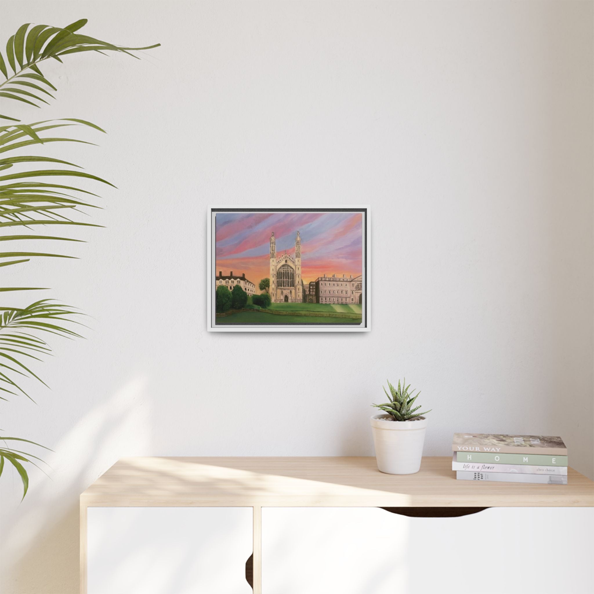 King's College Chapel Cambridge oil painting print Matte Canvas Framed