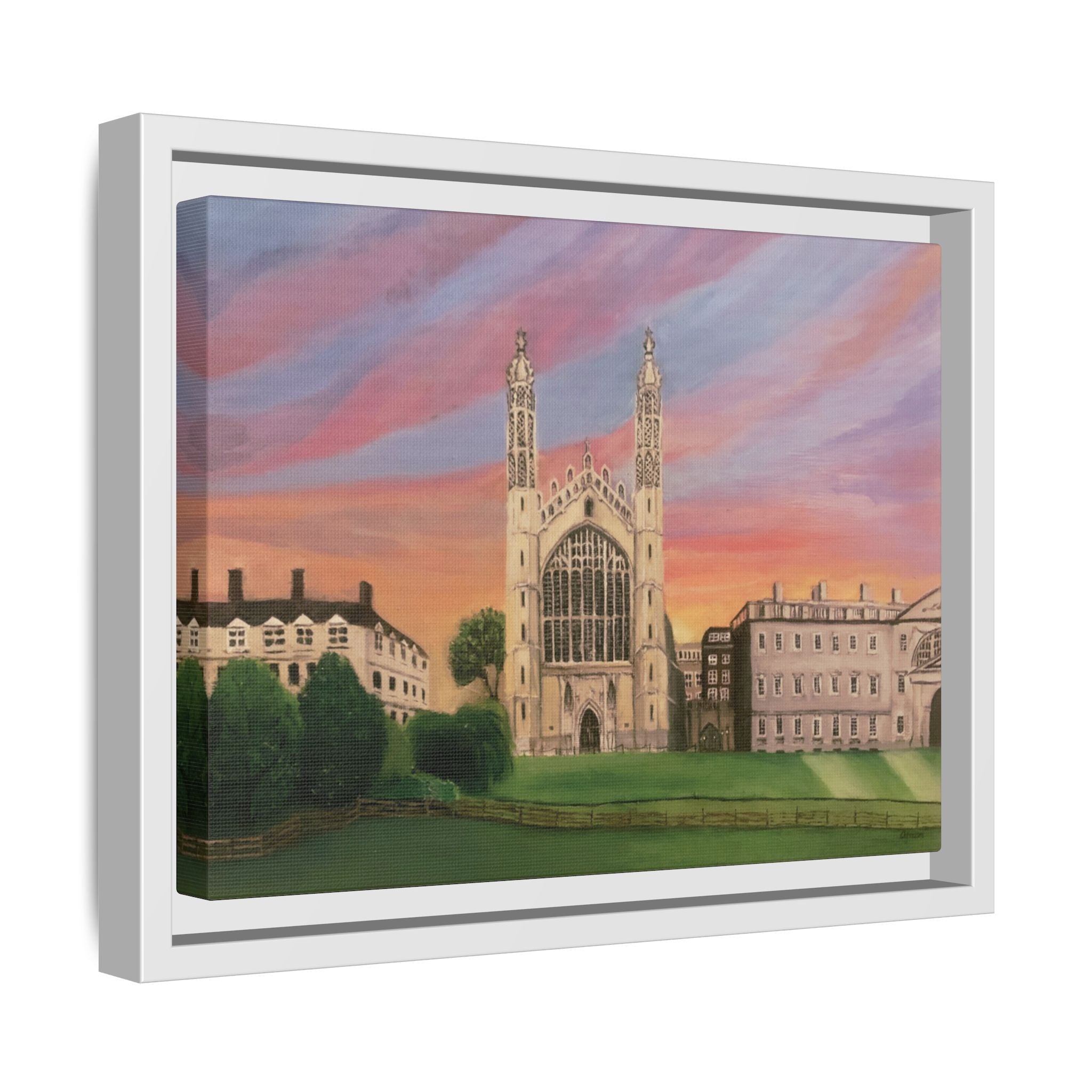 King's College Chapel Cambridge oil painting print Matte Canvas Framed