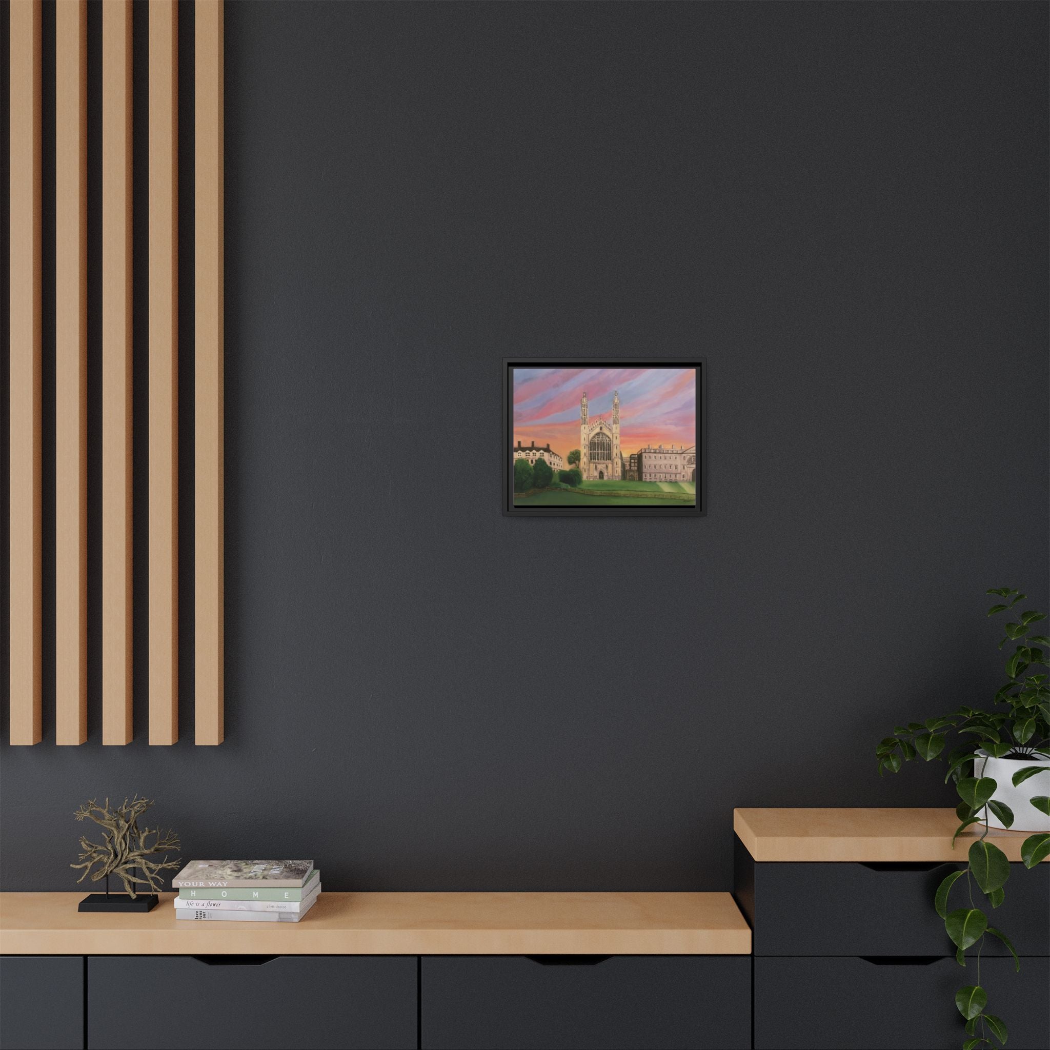 King's College Chapel Cambridge oil painting print Matte Canvas Framed