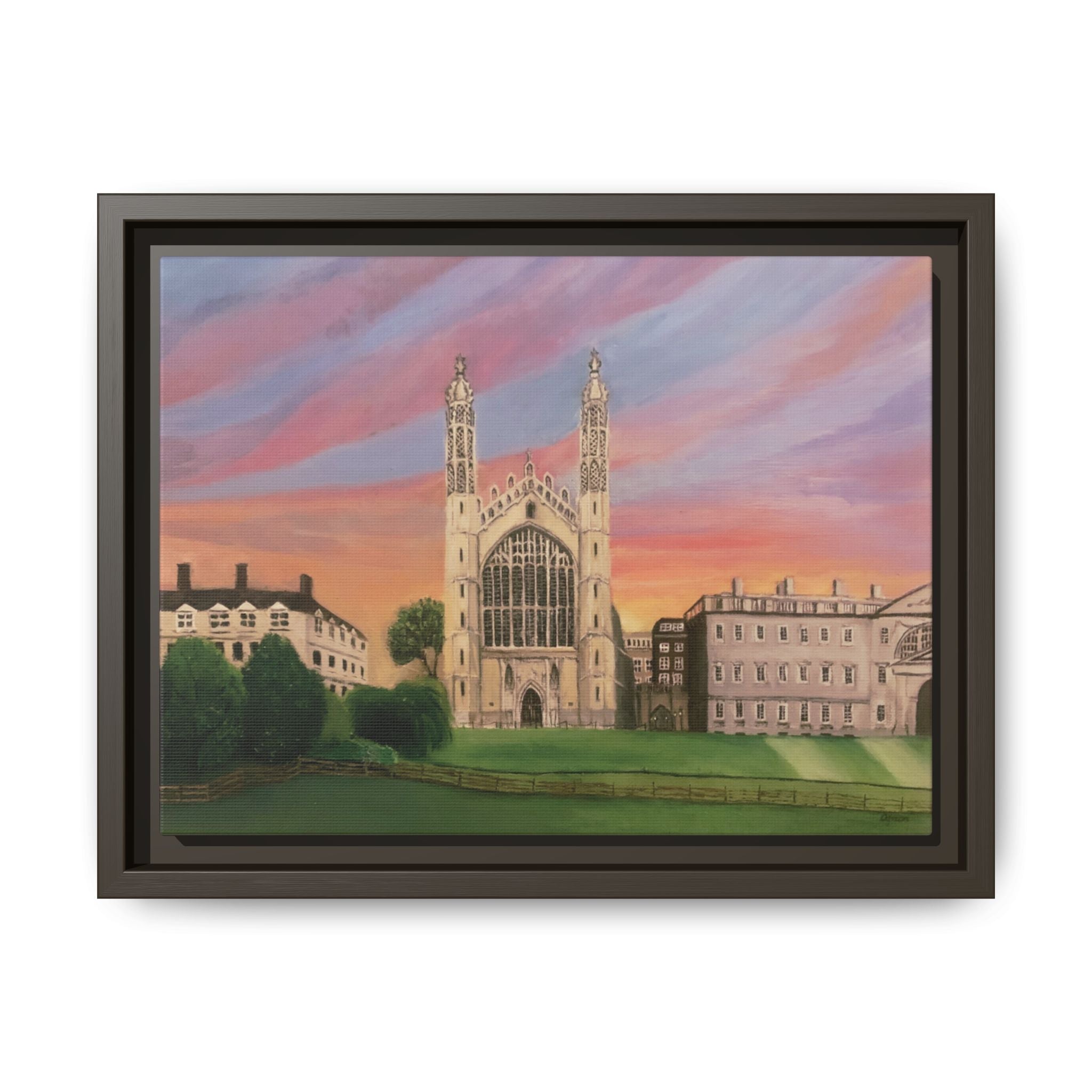 King's College Chapel Cambridge oil painting print Matte Canvas Framed