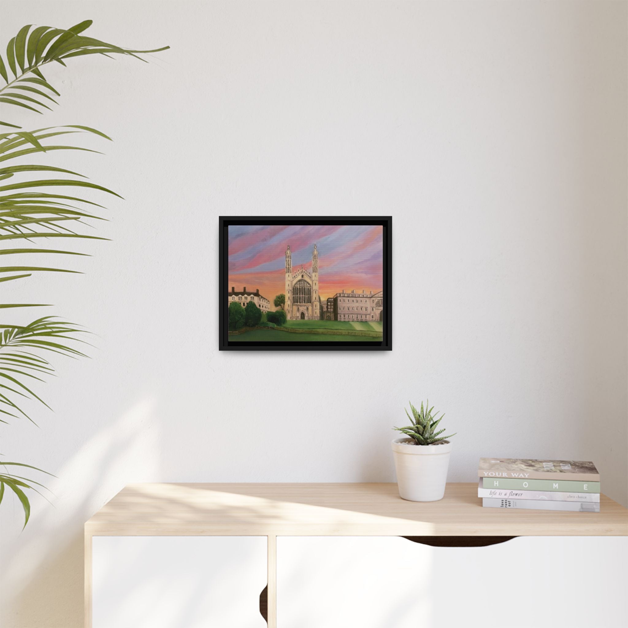 King's College Chapel Cambridge oil painting print Matte Canvas Framed