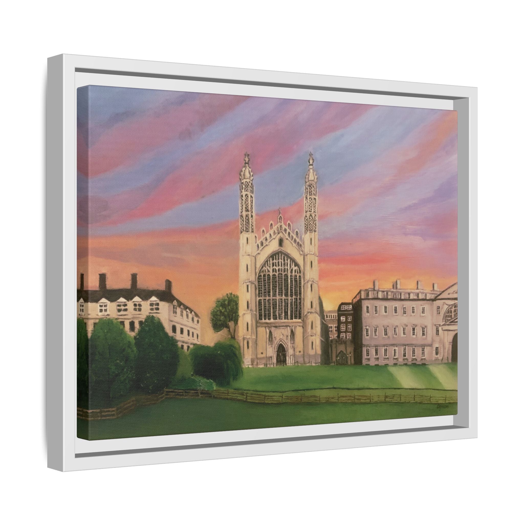 King's College Chapel Cambridge oil painting print Matte Canvas Framed