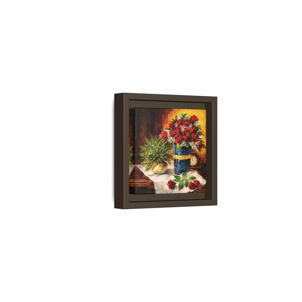 Red Rose Bouquet Painting Matte Canvas Framed | Floral Wall Art
