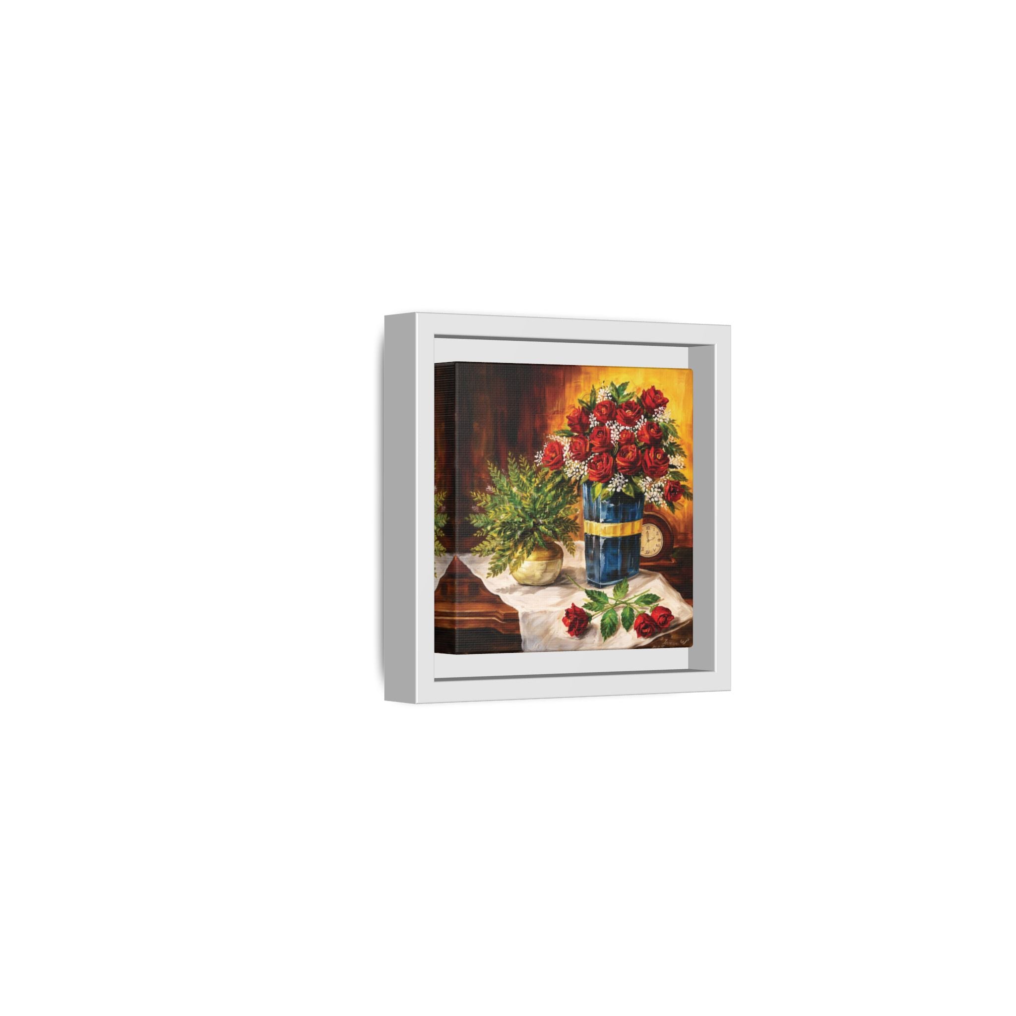 Red Rose Bouquet Painting Matte Canvas Framed | Floral Wall Art