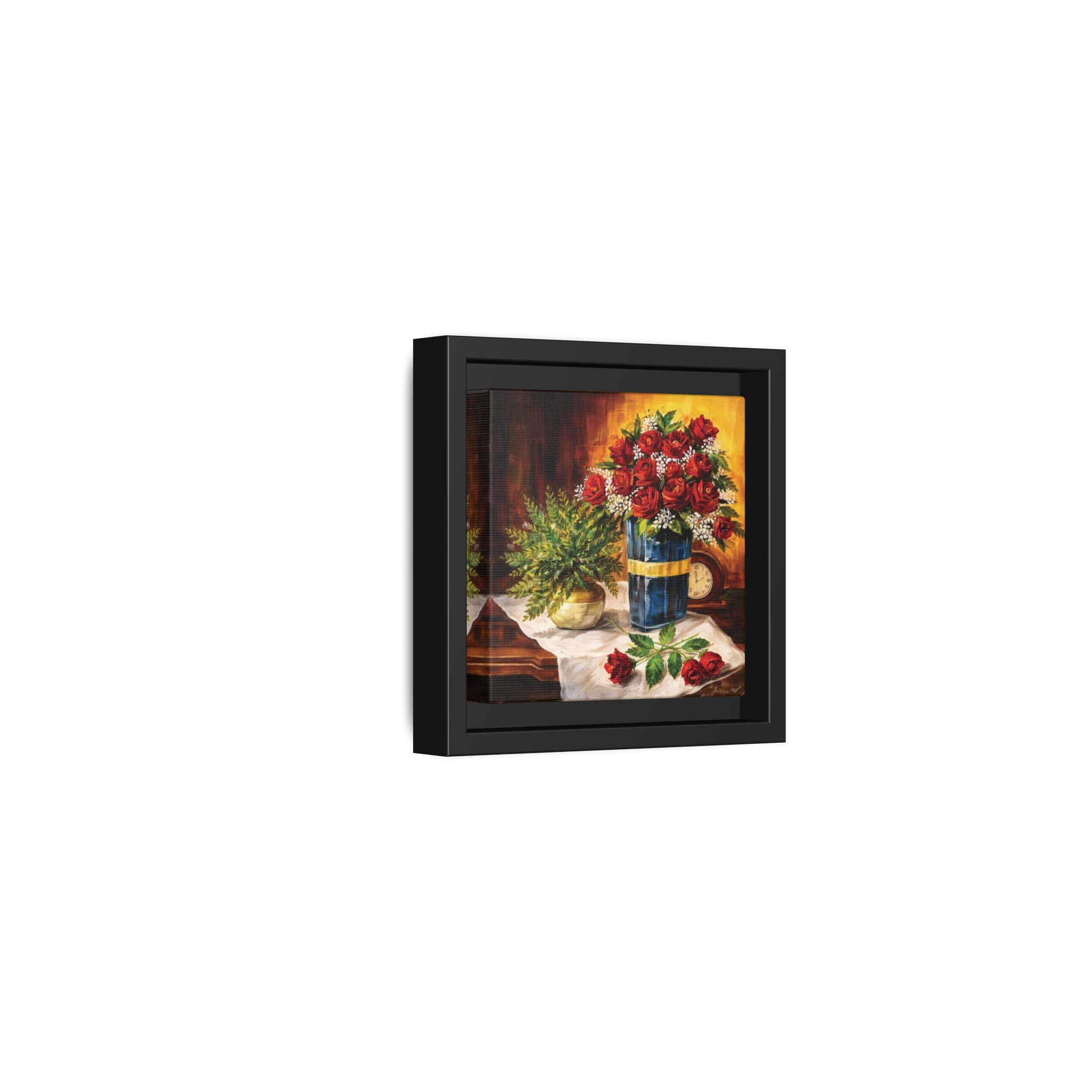 Red Rose Bouquet Painting Matte Canvas Framed | Floral Wall Art