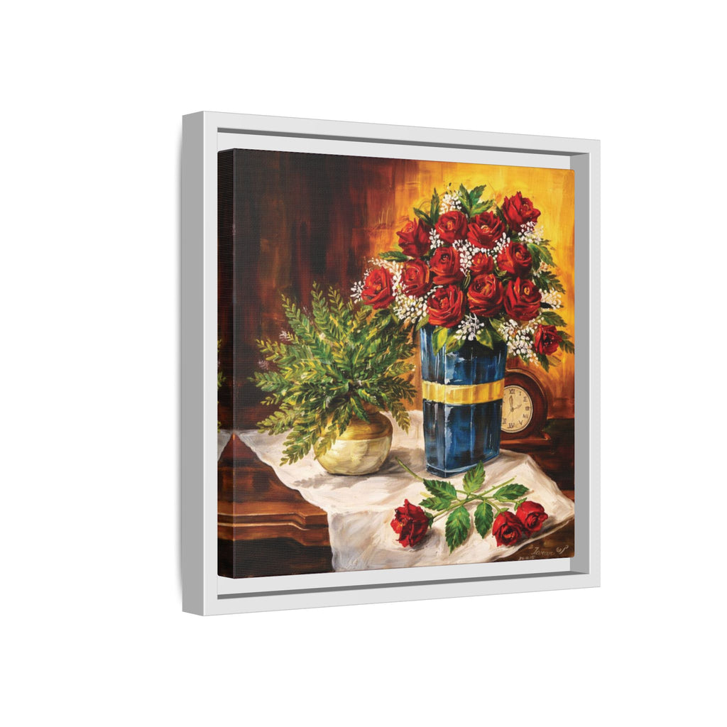 Red Rose Bouquet Painting Matte Canvas Framed | Floral Wall Art