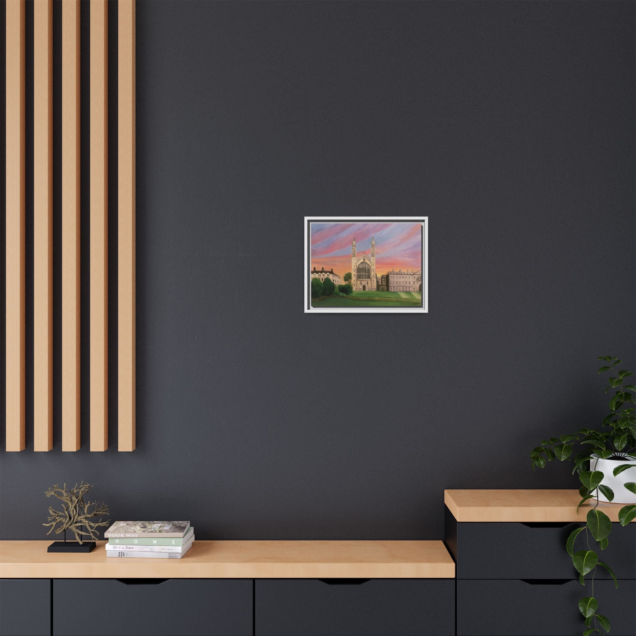 King's College Chapel Cambridge oil painting print Matte Canvas Framed