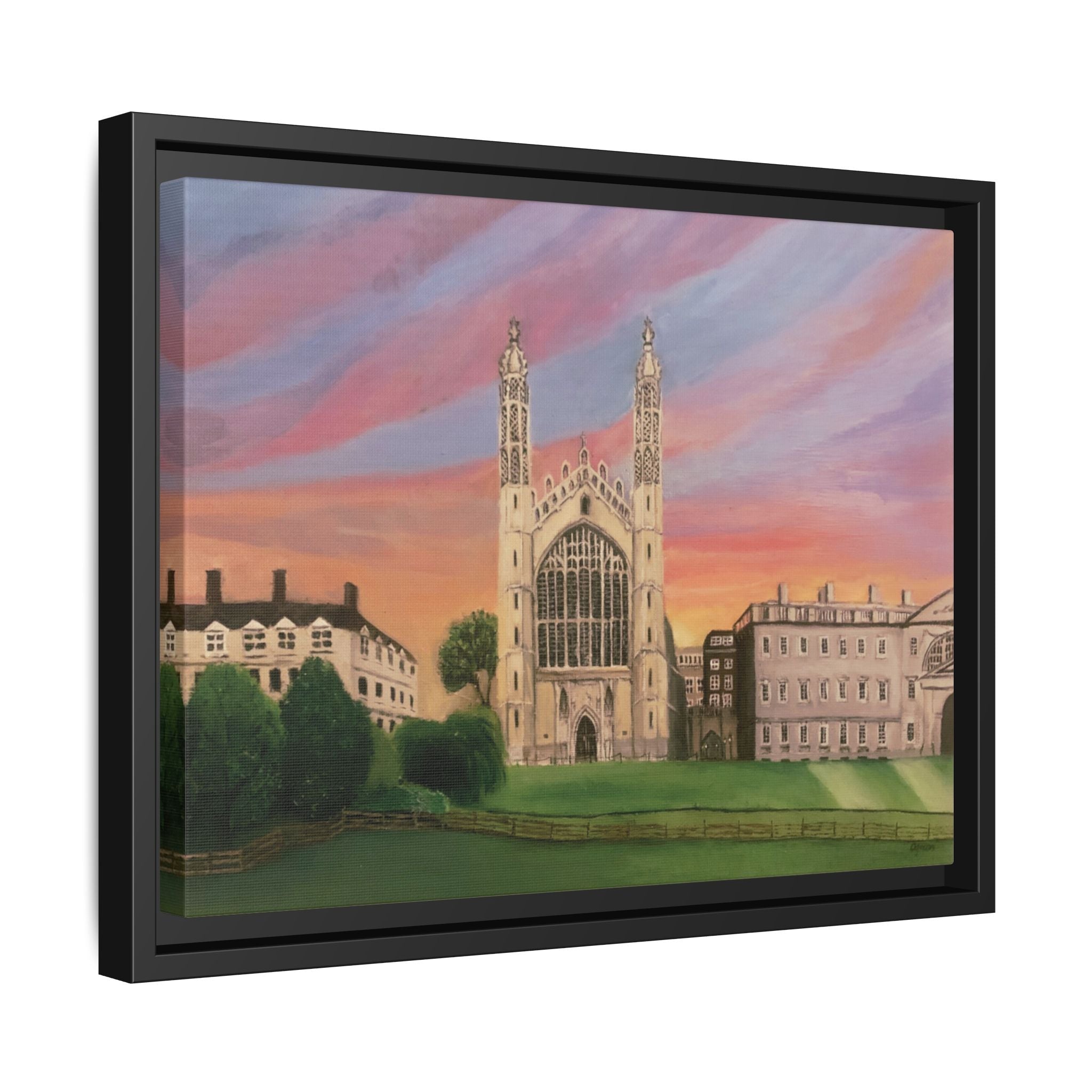 King's College Chapel Cambridge oil painting print Matte Canvas Framed