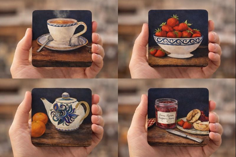 Vintage Afternoon Tea Coasters – Set of 4 | Kitchen & Dining Table Déc