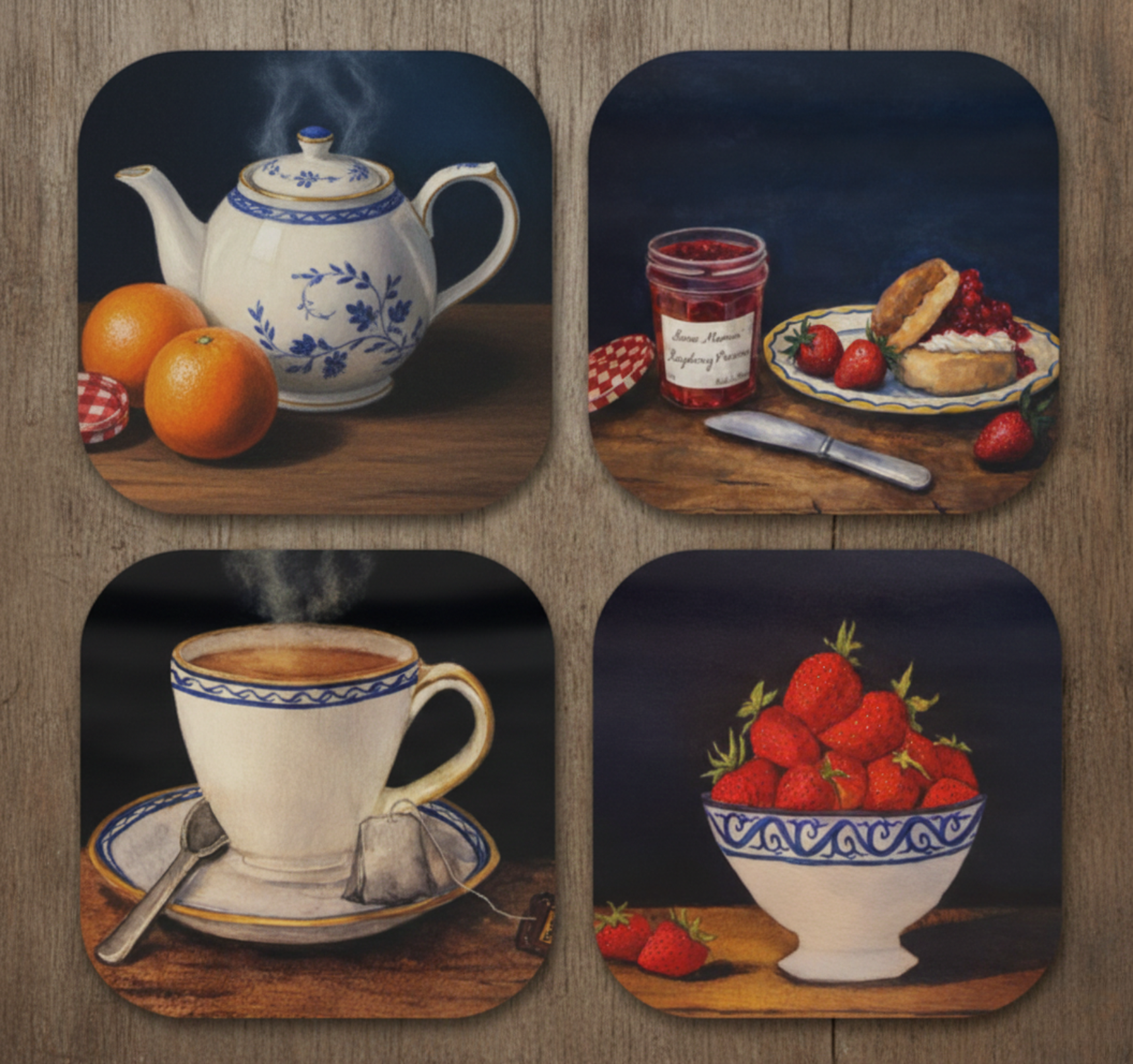 Vintage Afternoon Tea Coasters – Set of 4 | Kitchen & Dining Table Déc