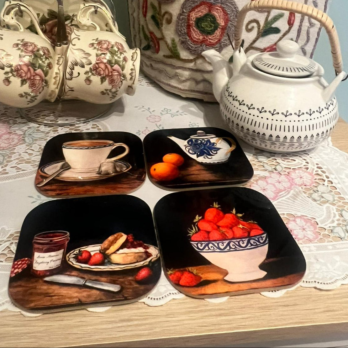 Vintage Afternoon Tea Coasters – Set of 4 | Kitchen & Dining Table Déc